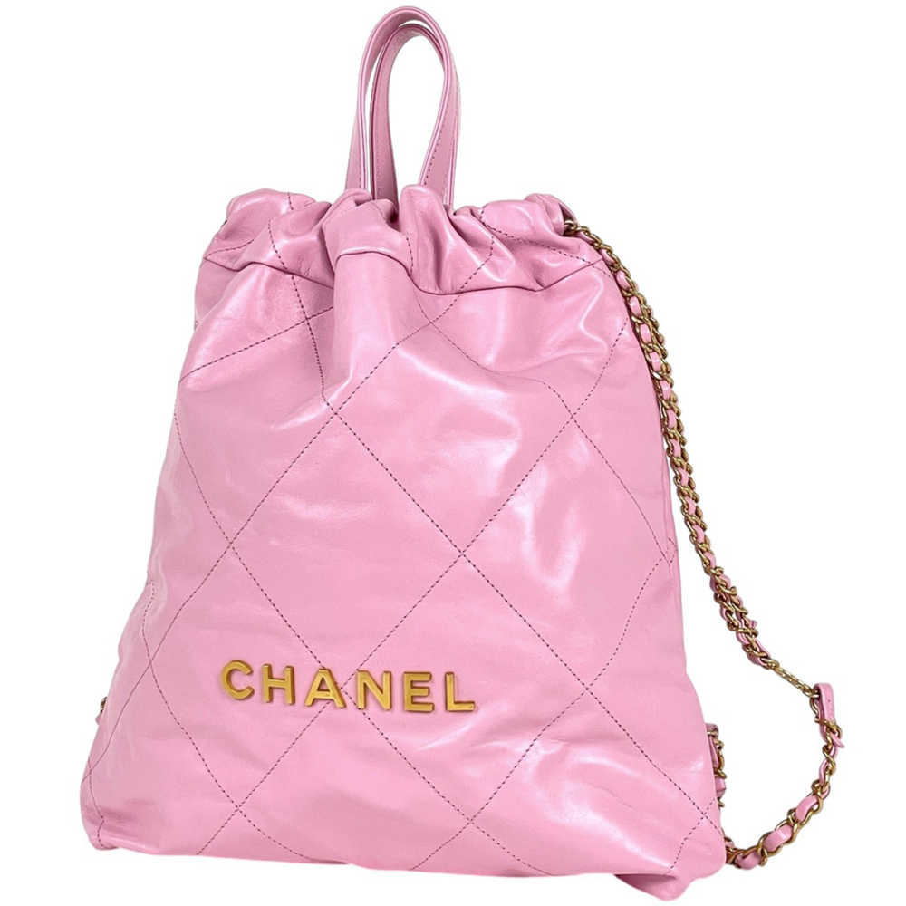 Chanel CHANEL 22 Backpack Rucksack Small Tote Leather Pink AS3859 Women's